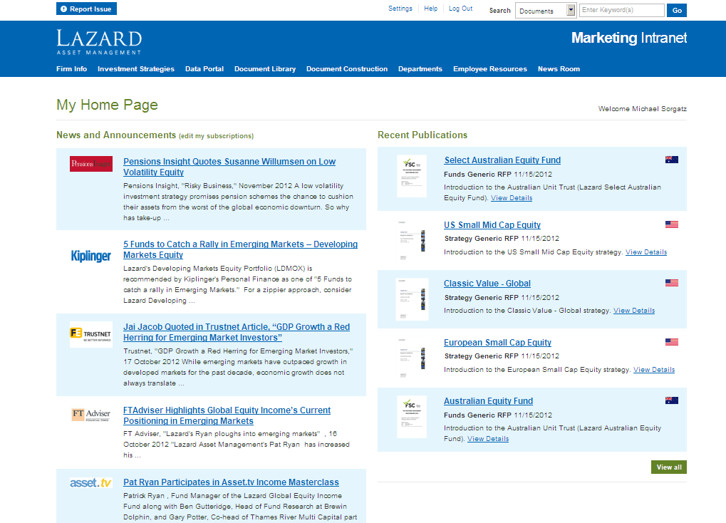 Intranet, Lazard